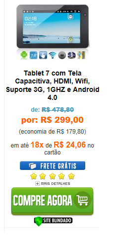 Tablet 7 com Tela Capacitiva